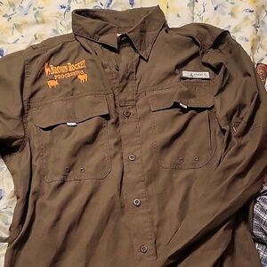 Brown Rockett Processing Men's Casual Button Down Shirt
